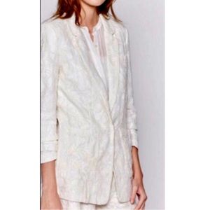 JOIE cream linen embroidered blazer NWT size 12